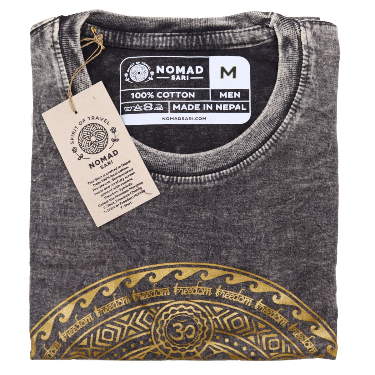 Nomad Sari Stonewashed Cotton T-Shirt – Chakra – Dark Grey – Medium