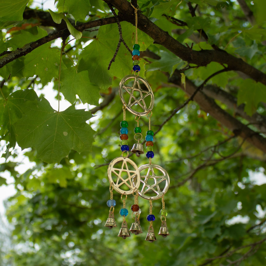 Indian Chimes - Brass Tri-Pentagram - 7 Bells