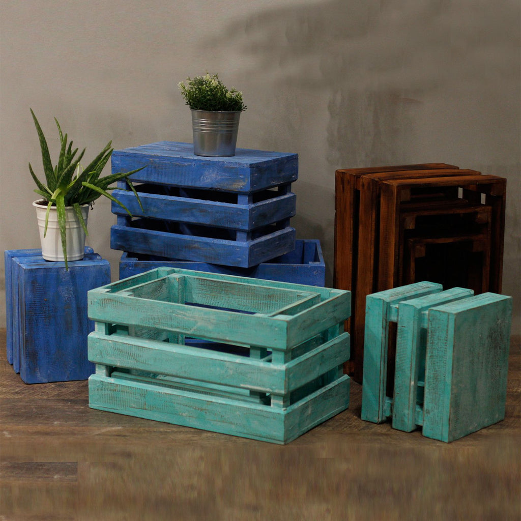 Wooden Storage Crates – Whitewash (Set of 3)