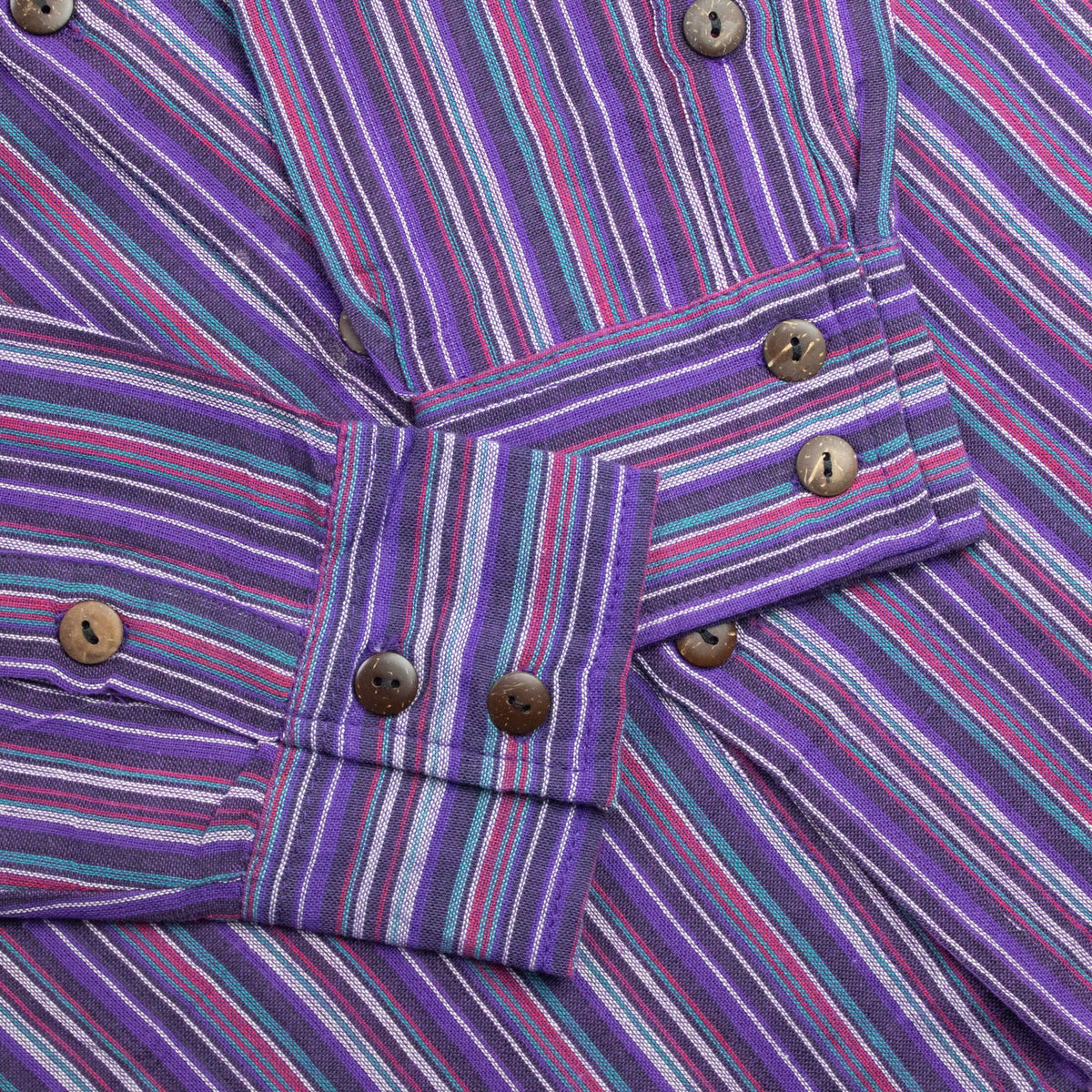 Nomad Sari Grandad Shirt - Black Purple - Large
