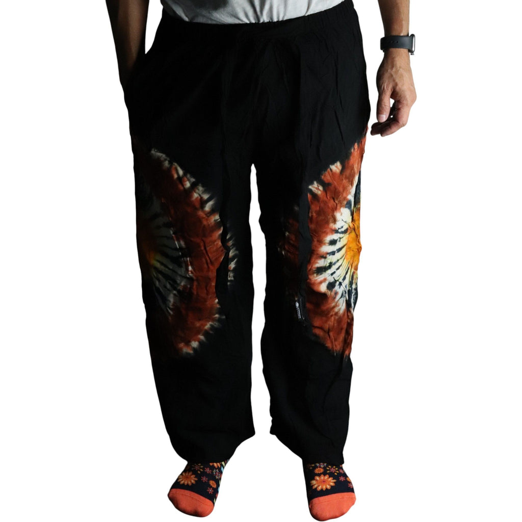 Japanese Style Lounge Pants - Black Chocolate & Orange - L