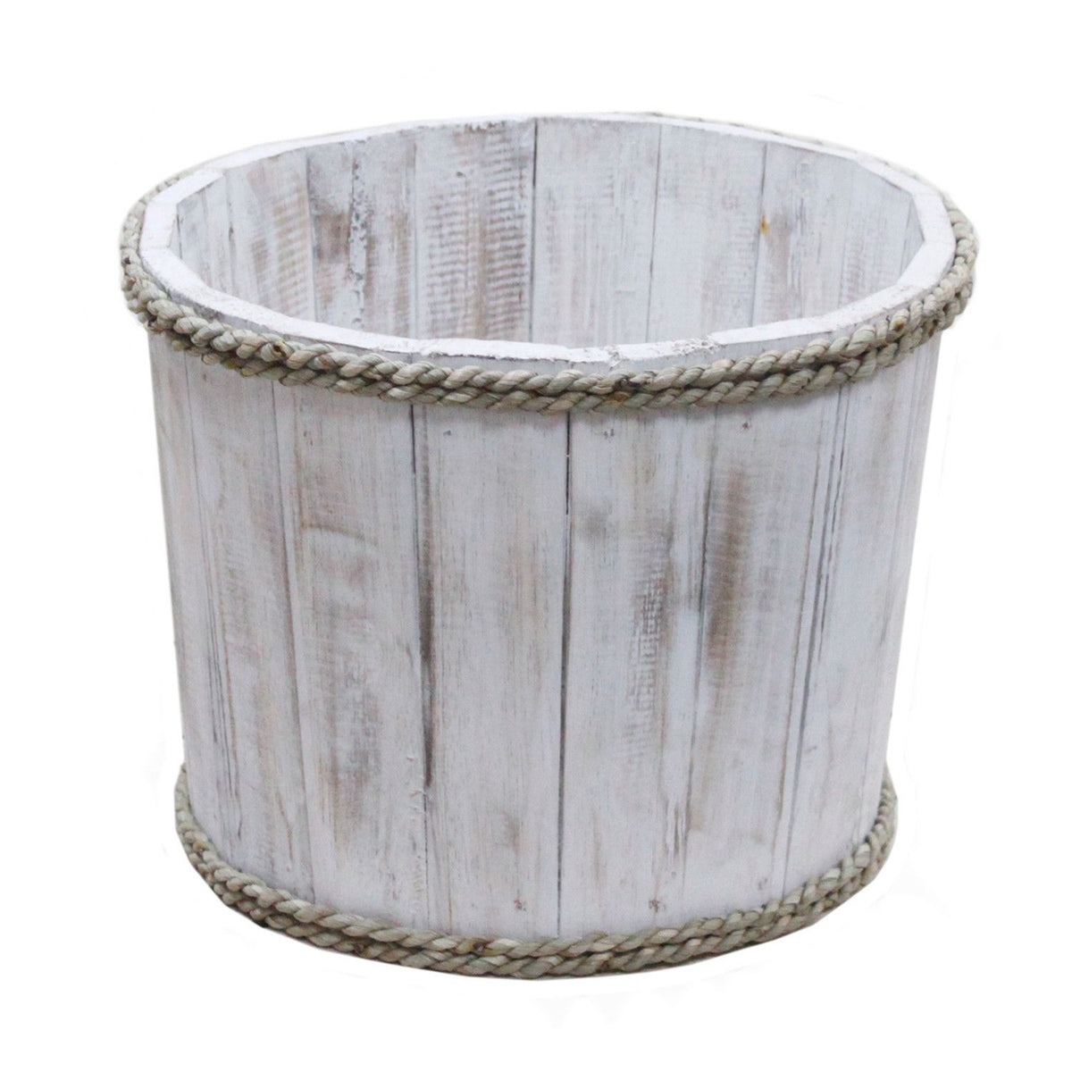 Small Wooden Storage Tub – Whitewash