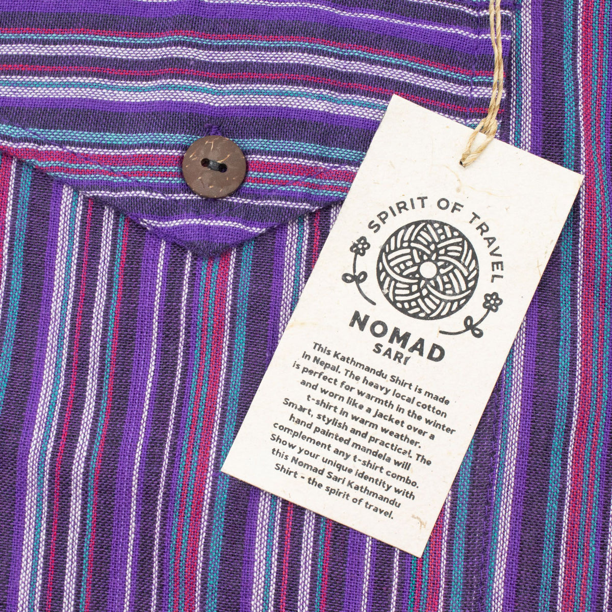 Nomad Sari Grandad Shirt - Black Purple - XL