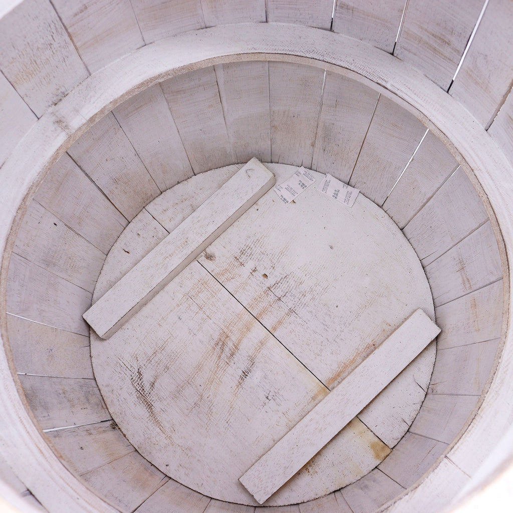 Beer Barrel Table – Whitewash Wood 60 x 48.5 cm