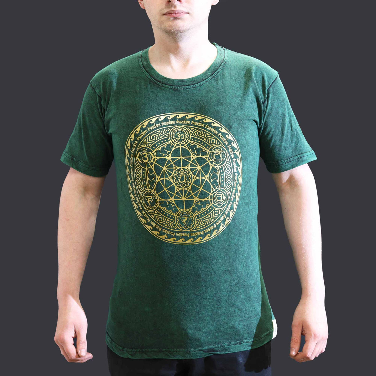 Nomad Sari Stonewashed Cotton T-Shirt – Chakra – Green – Small