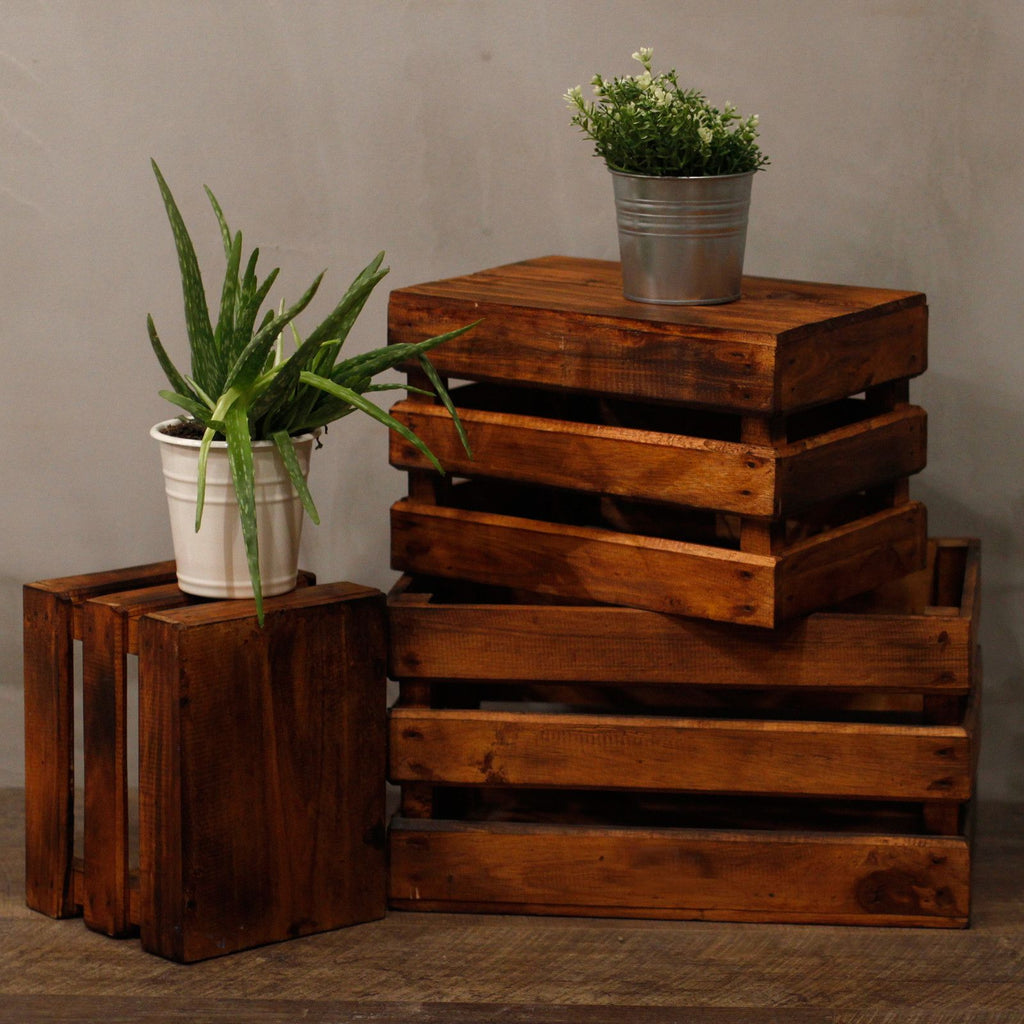 Wooden Storage Crates – Brown (Set of 3)