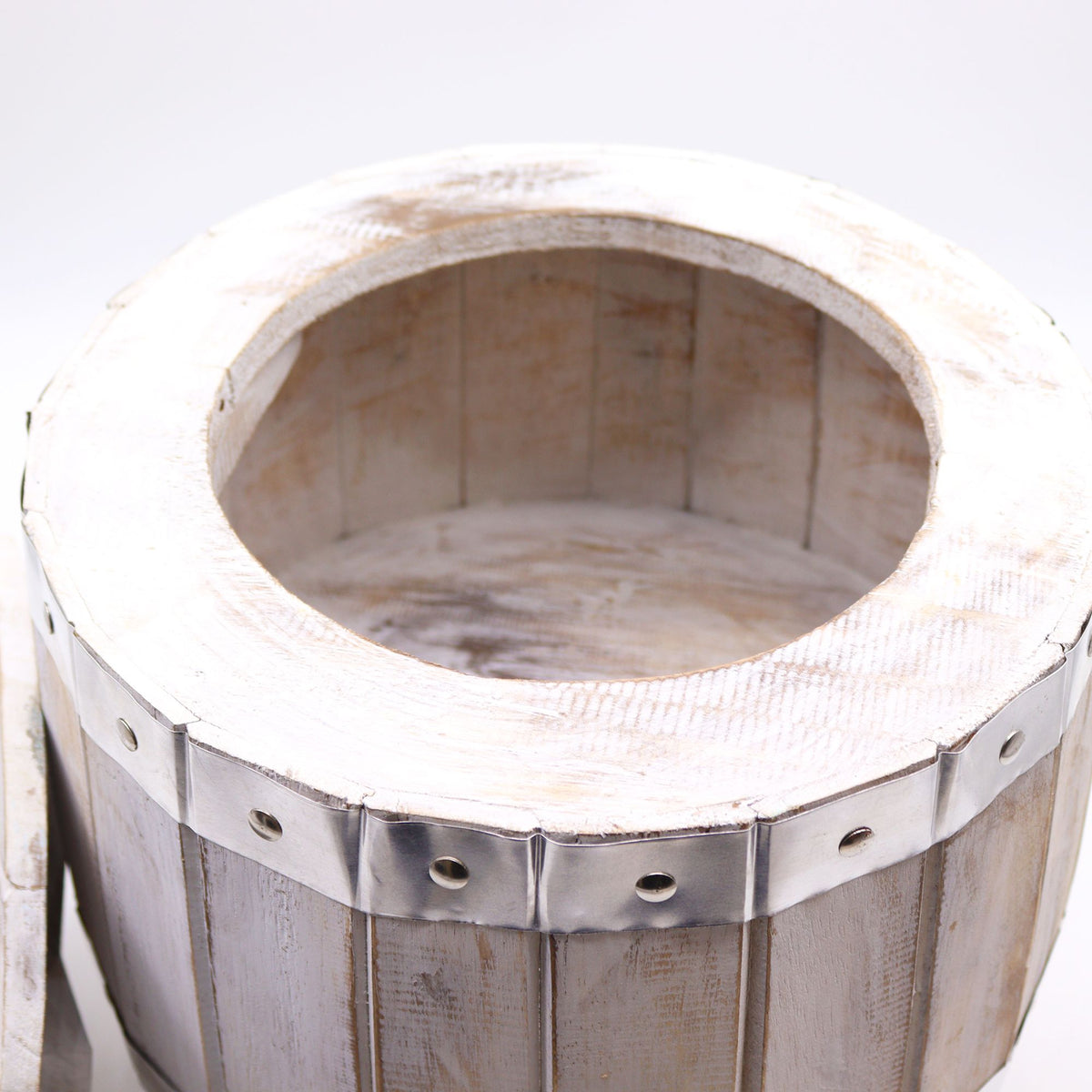 Beer Barrel Stool – Whitewash Wood 38 x 32 cm