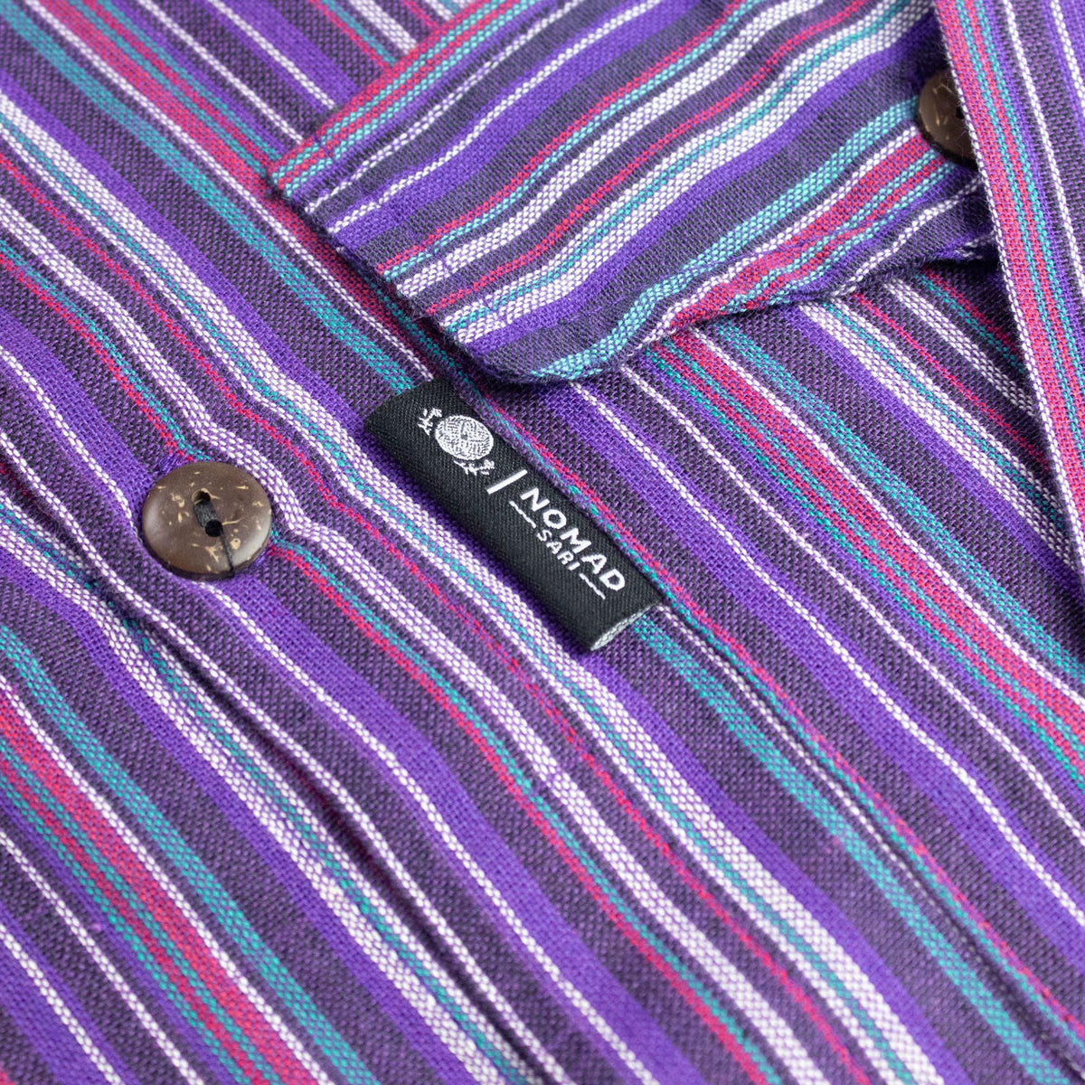 Nomad Sari Grandad Shirt - Black Purple - XL