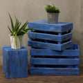 Wooden Storage Crates – Bluewash (Set of 3)