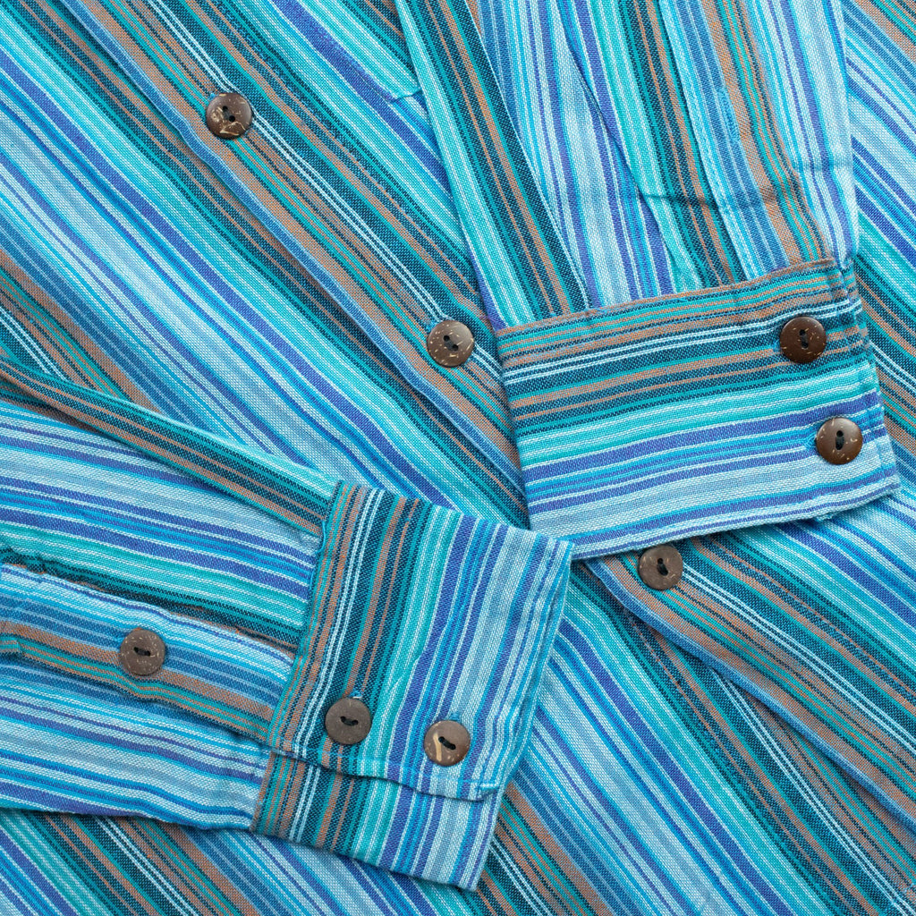 Nomad Sari Grandad Shirt - Turquoise - Large