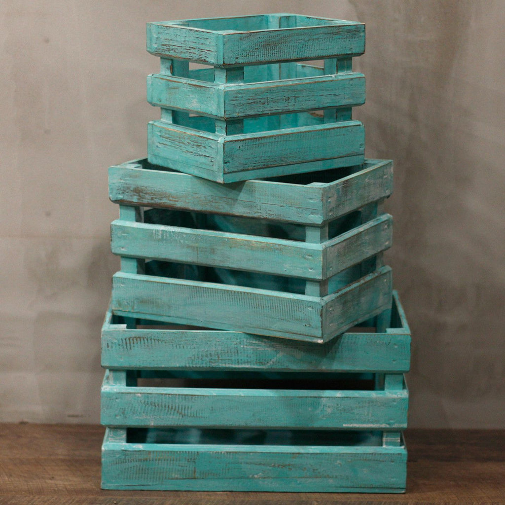 Wooden Storage Crates – Greenwash (Set of 3)
