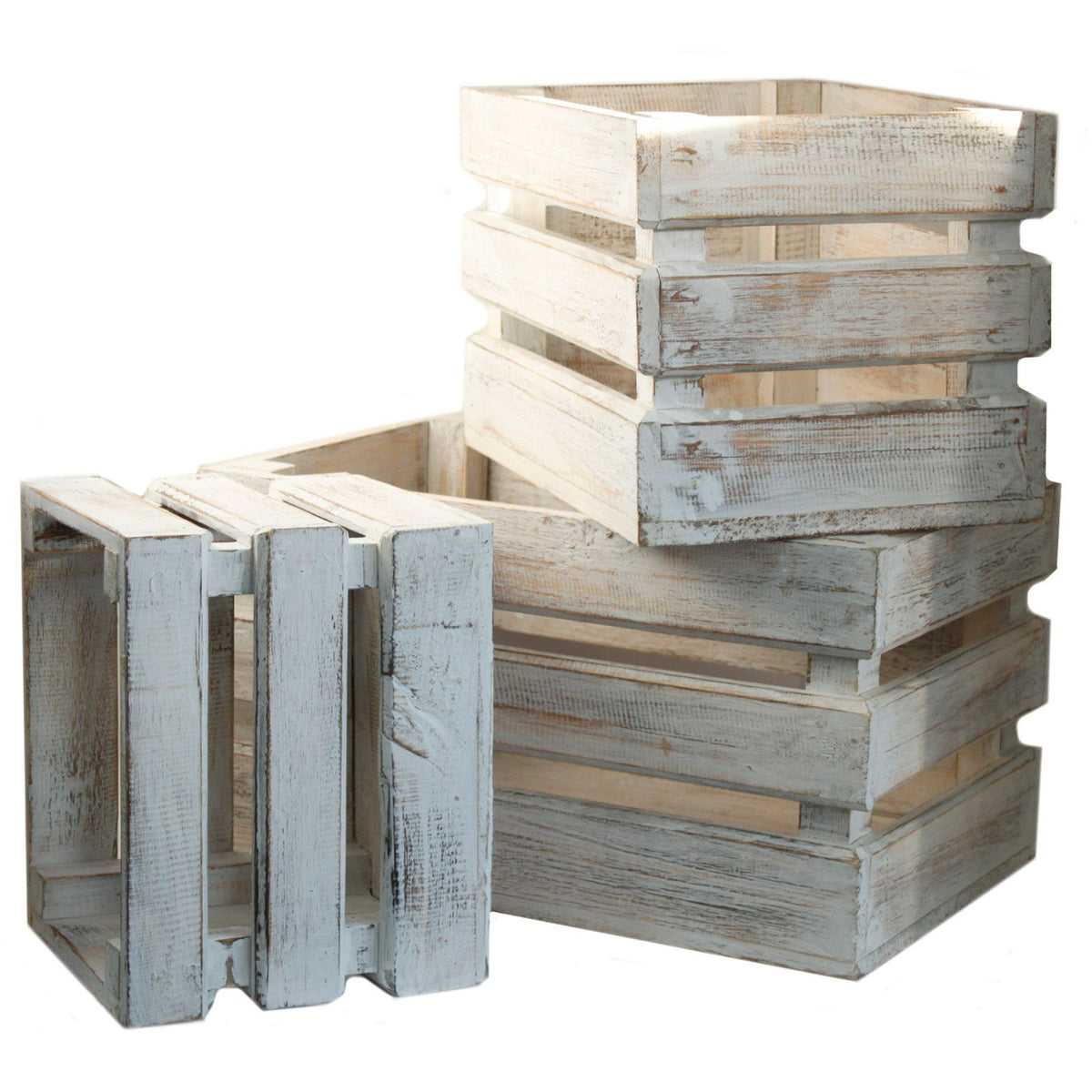 Wooden Storage Crates – Whitewash (Set of 3)