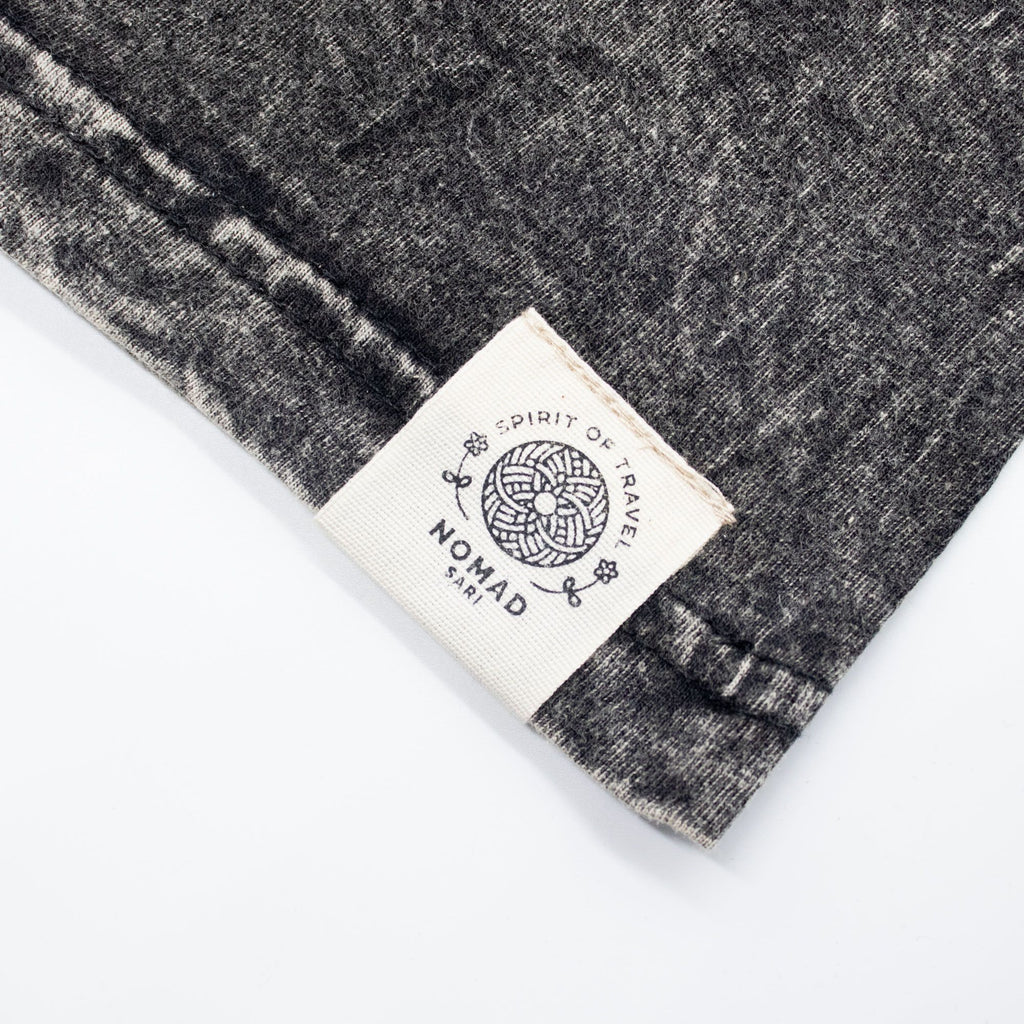 Nomad Sari Stonewashed Cotton T-Shirt - Compass of Life - Charcoal - Large