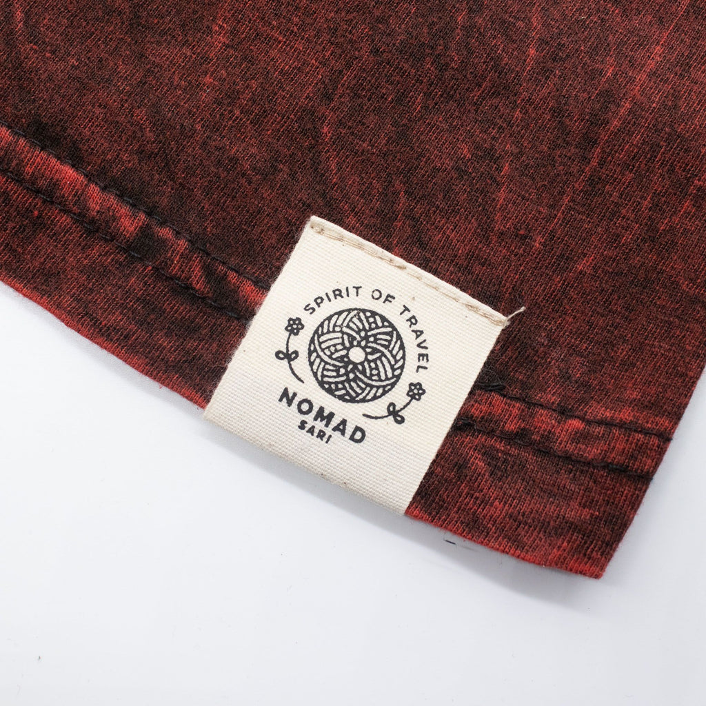 Nomad Sari Stonewashed Cotton T-Shirt - Dragon Mandala - Maroon - XL