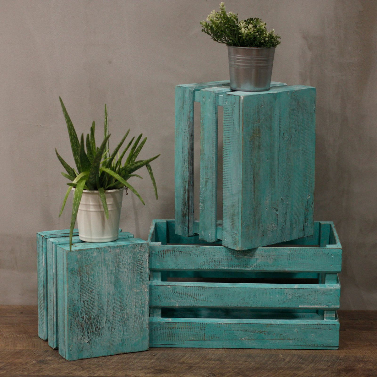 Wooden Storage Crates – Greenwash (Set of 3)
