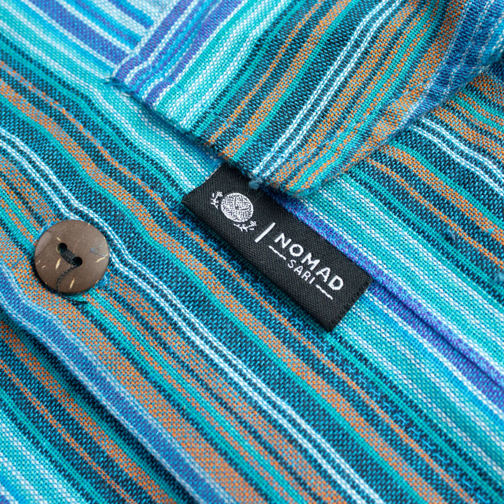 Nomad Sari Grandad Shirt - Turquoise - Large