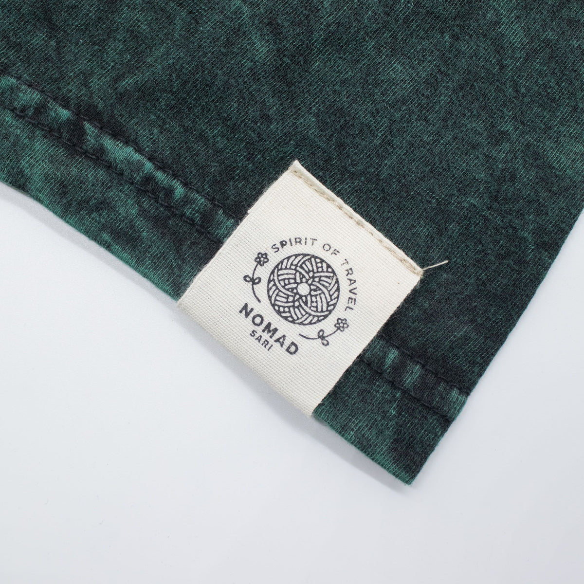 Nomad Sari Stonewashed Cotton T-Shirt - Tree of Life - Green - Large