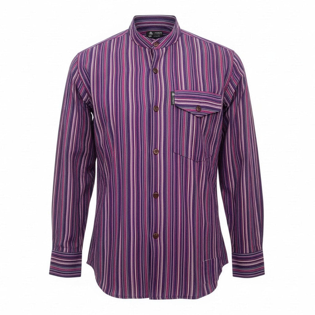 Nomad Sari Grandad Shirt - Black Purple - Large