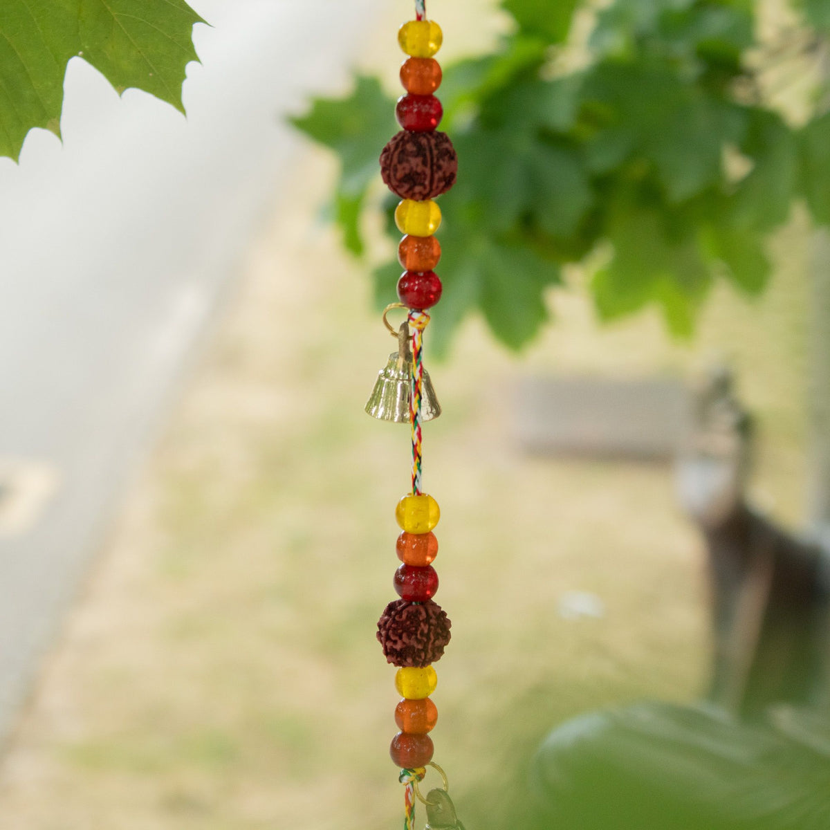 Indian Chimes - Brass Flower of Life with Rudraksha Beads String Bells