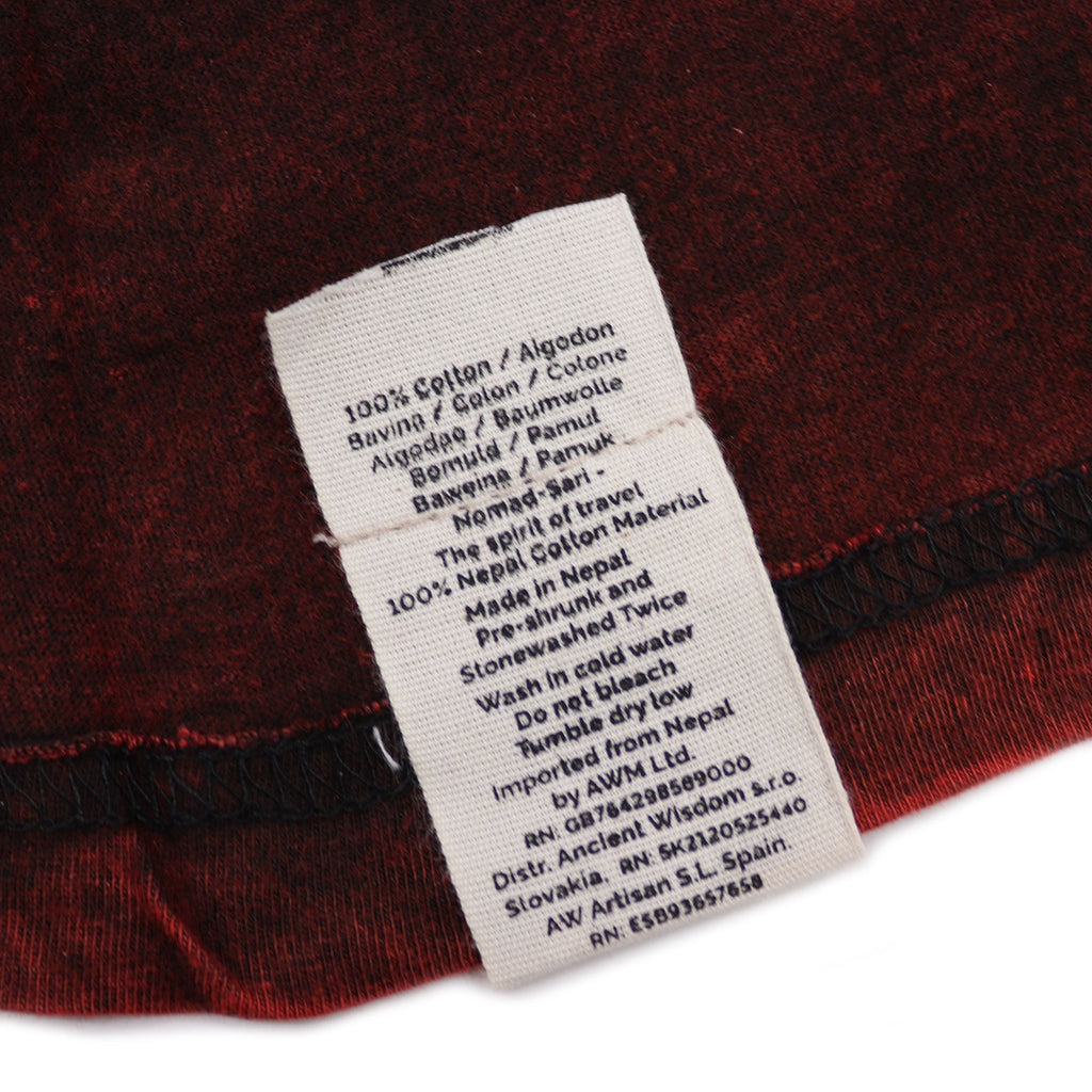 Nomad Sari Stonewashed Cotton T-Shirt – Mandala – Maroon – Small