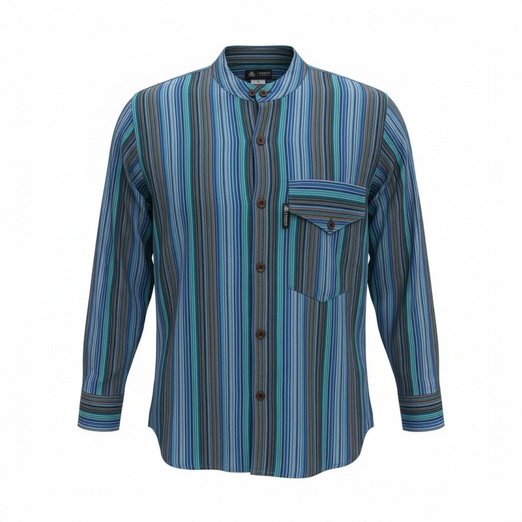 Nomad Sari Grandad Shirt - Turquoise - Medium