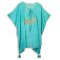 Nomad Sari Kaftan – Turquoise & Gold LOVE Motif
