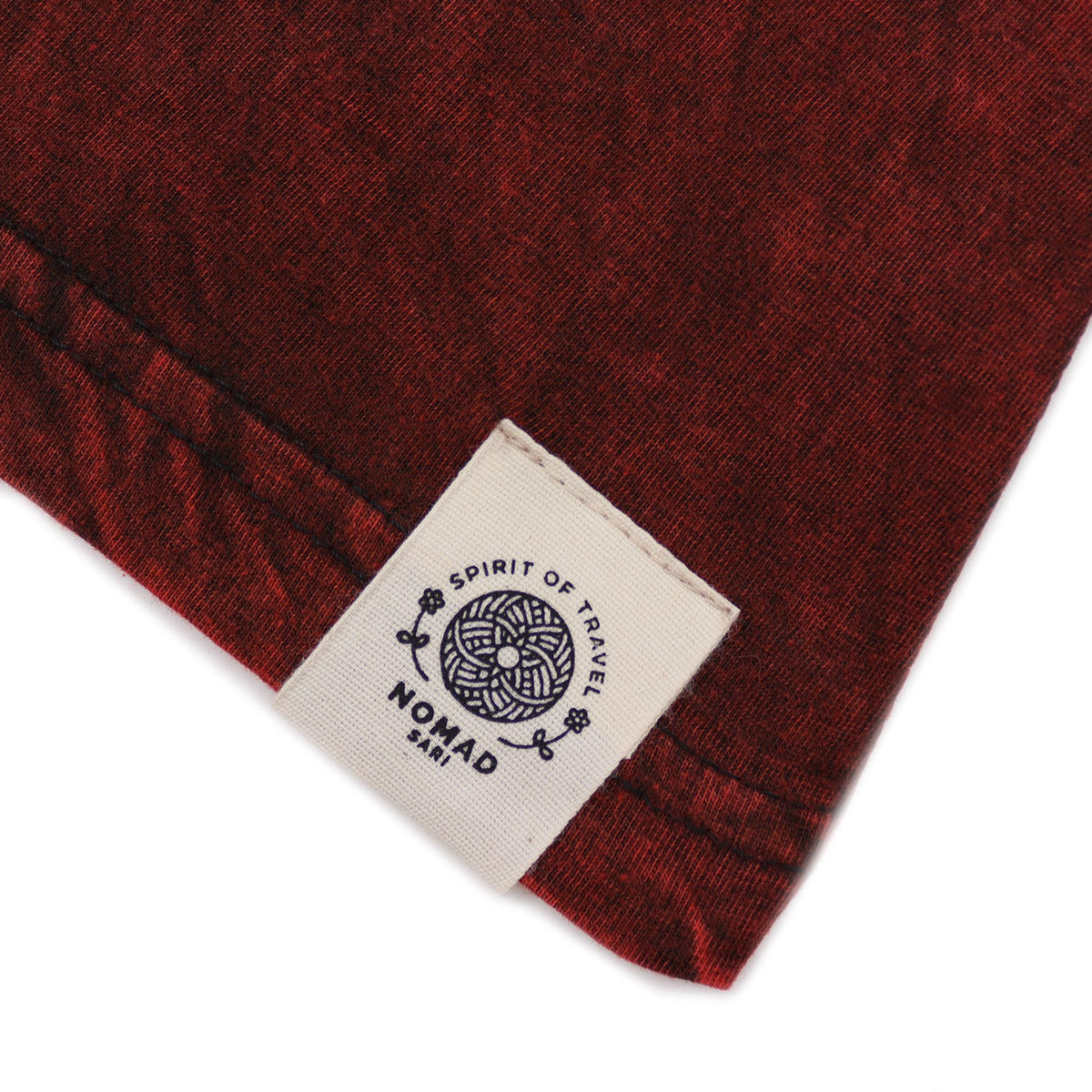 Nomad Sari Stonewashed Cotton T-Shirt - Mandala - Maroon - Medium