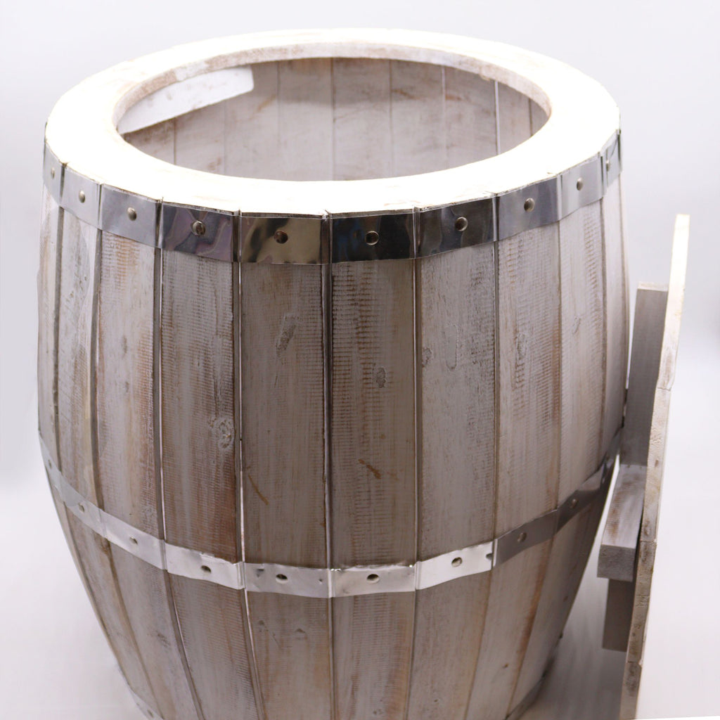 Beer Barrel Table – Whitewash Wood 60 x 48.5 cm