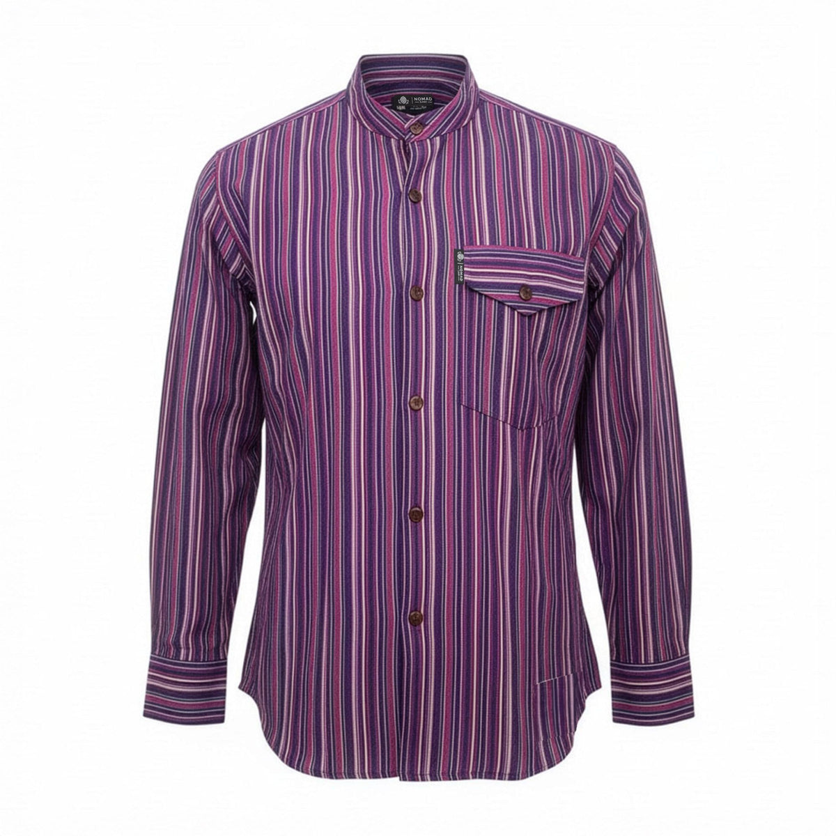 Nomad Sari Grandad Shirt - Black Purple - Medium
